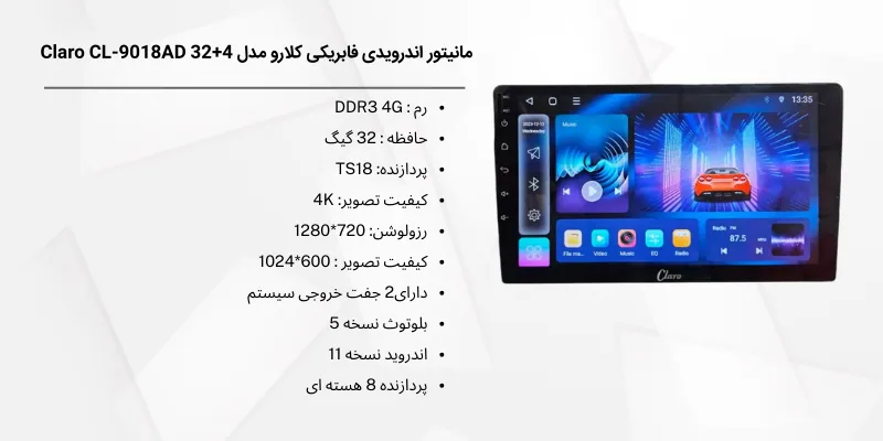 مانیتور فابریک فونیکس سهند و اطلس 7 اینچ ( امکان نصب بر روی تمامی خودرو ها با قاب 7 اینچ)