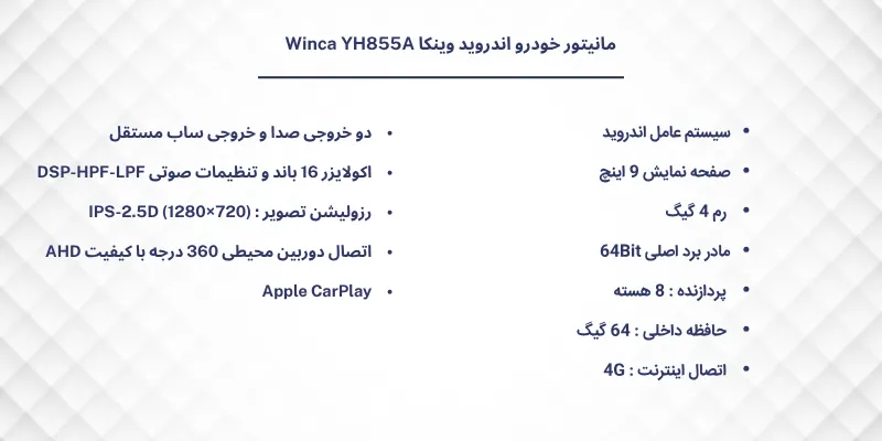 مانیتور اندروید Winca YH855A